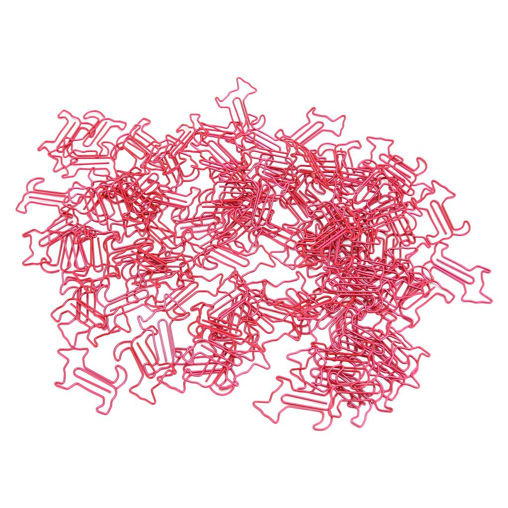 100pcs Dog Shape Paper Clips Creatively Cute Plated Metal Bookmark Paper Clips for Students Stationery