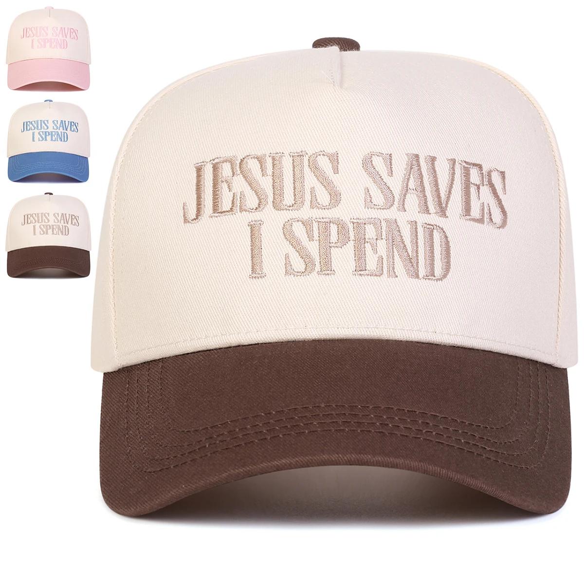 Yiran Bag Women's Unisex Jesus Saves I Spend Letter Embroidery Baseball Caps Spring Autumn Outdoor Adjustable Casual Hats Sunscreen Hat Sports Cap