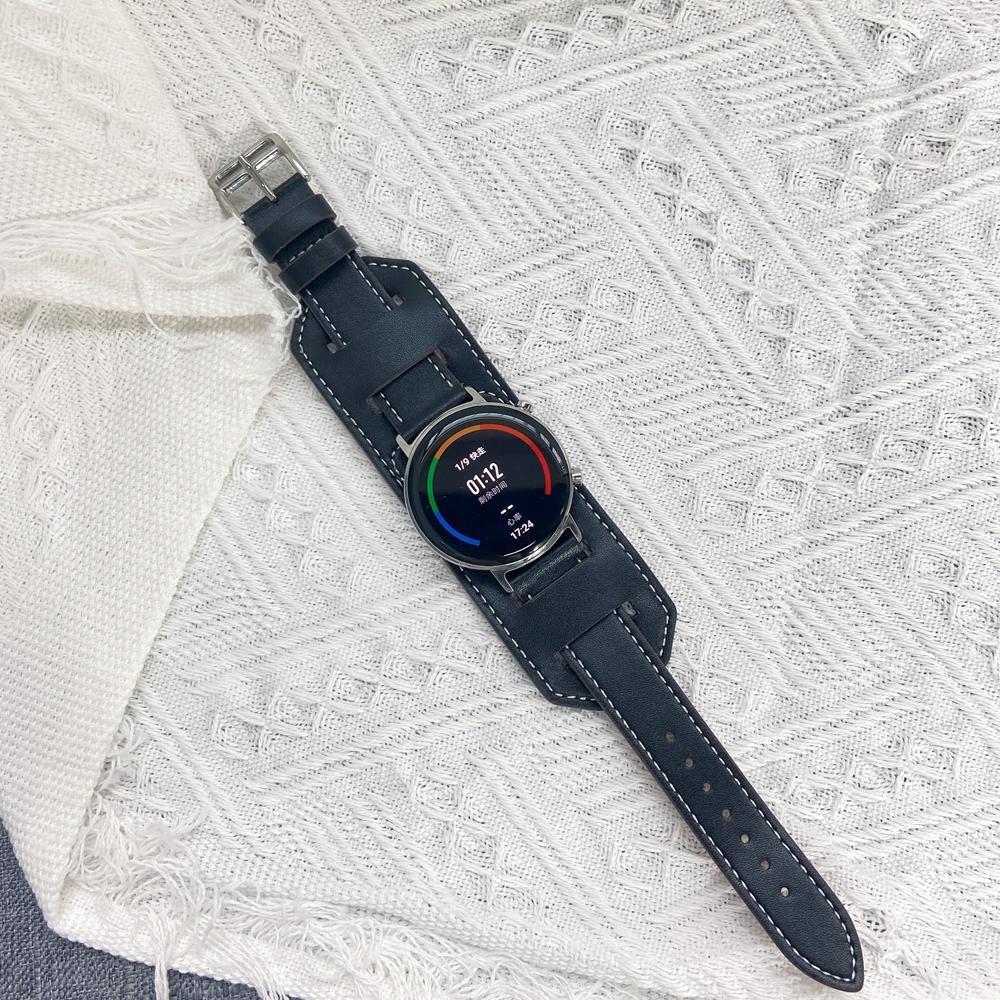 Buy Leather Cuff Strap For Huawei GT2 Samsuny Galaxy Watch Wristband For Xiaomi  Watch 20mm 22mm at affordable prices — free shipping, real reviews with  photos — Joom