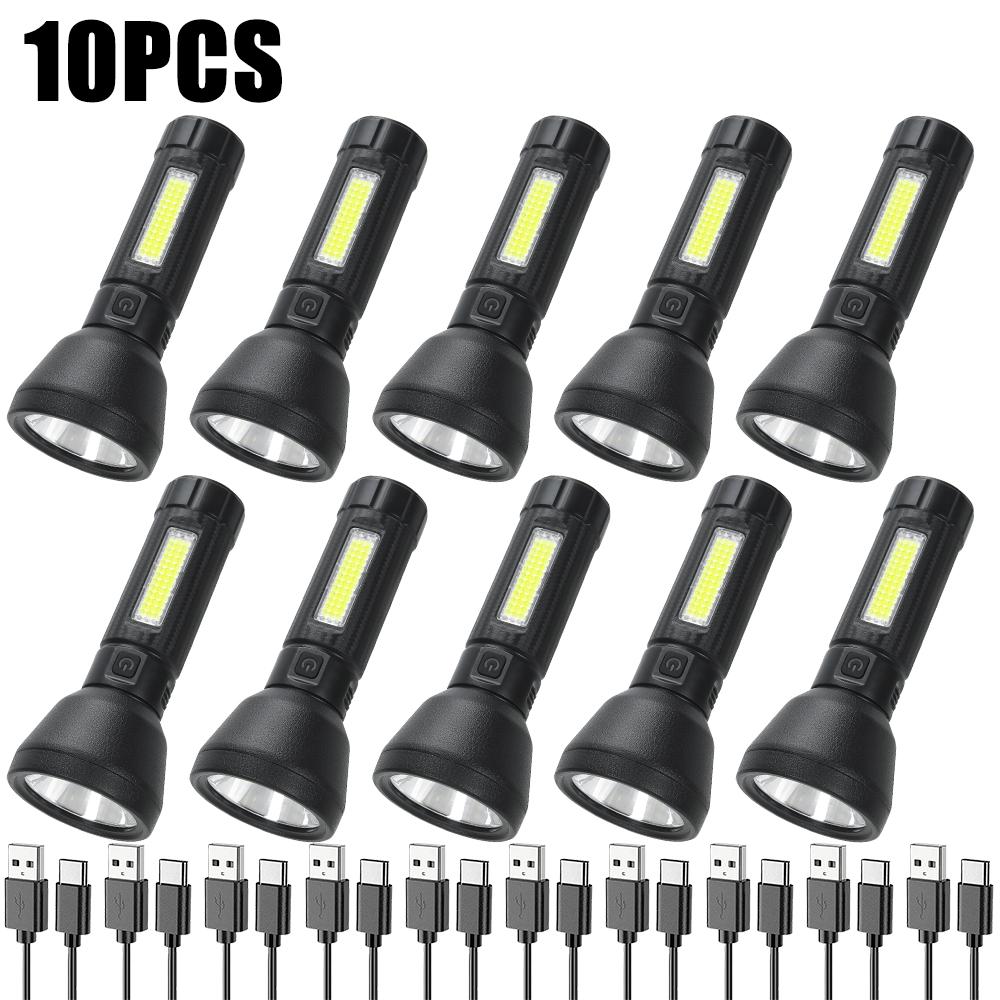 Mini Torch LED Rechargeable Flashlight Portable USB Charging Flashlight Outdoor Camping Waterproof Long Range Fishing Lantern