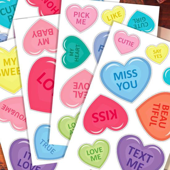 8 Sheets/Set Love Heart Window Cling PVC Reusable Colorful Valentine's Day Heart Shaped Electrostatic Glass Cling Decoration Sticker Decal Kit