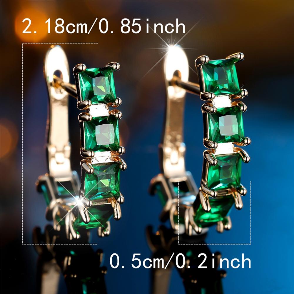 Boucles d'oreilles créoles mignonnes pour femme avec pierre en zircon vert Couleur Or de Luxe Mariage Pour Femmes