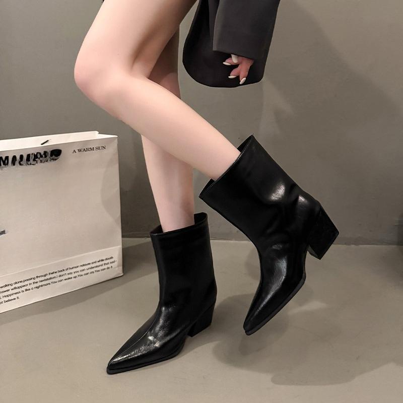 Fashion French-style Long-thigh Boots Women's Autumn and Winter Pointed Toe Knee-high Boots Look Thin