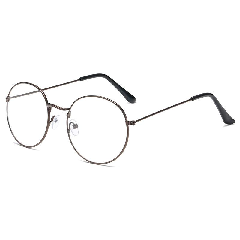 Retro Glasses Frame Men's and Women's Korean Version Tide Literary Round Flat Mirror Metal Frame Can Be Equipped with Anti-radiation Myopia Glasses