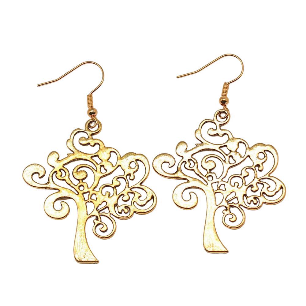 Tree Of Life Dangle Earrings Openwork Nature Boho Style Drop Jewelry For Female