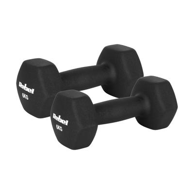 Cast Iron Hex Neoprene Dumbbells 2X6Kg For Exercise Training Fitness Rebel