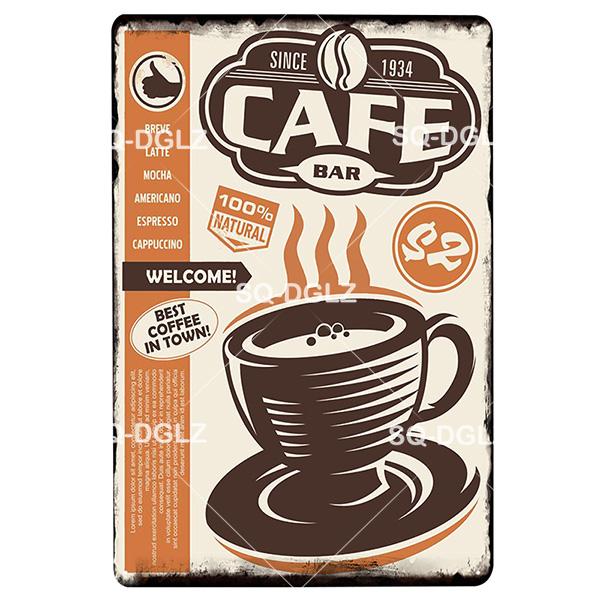 SQDGLZCOFFEE Menu Metal Sign Vintage Plaque Plate Decor For Pub Bar Wall Decor Break Coffee Tin Signs Retro Paris Cafe Poster