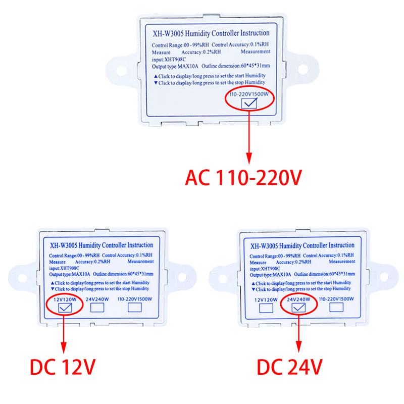 W3005 12V 24V 220V Digital Humidity Controller instrument Humidity control Switch hygrostat Hygrometer SHT20 Humidity sensor