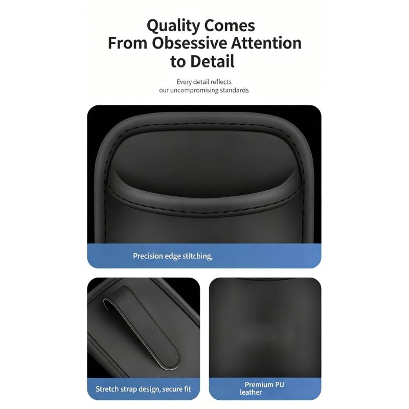 Adhesive Car Door Bin, Faux Leather Cup Storage Tray for Daily Commute Bottle and Small Item Reach in Cars Use