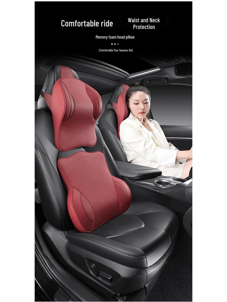 Aviation-Grade Memory Foam Car Neck and Lumbar Support Pillow