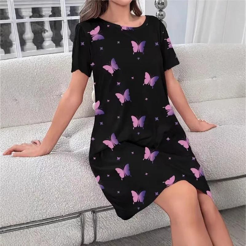 Повседневные Свободные Принтованные Женские Одежды Модные Универсальные Простые Повседневные Платья XL