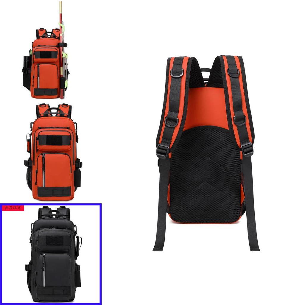 Outdoor Large Capacity Backpack With Waterproof Polyester Material For Travel And Fishing Enthusiasts