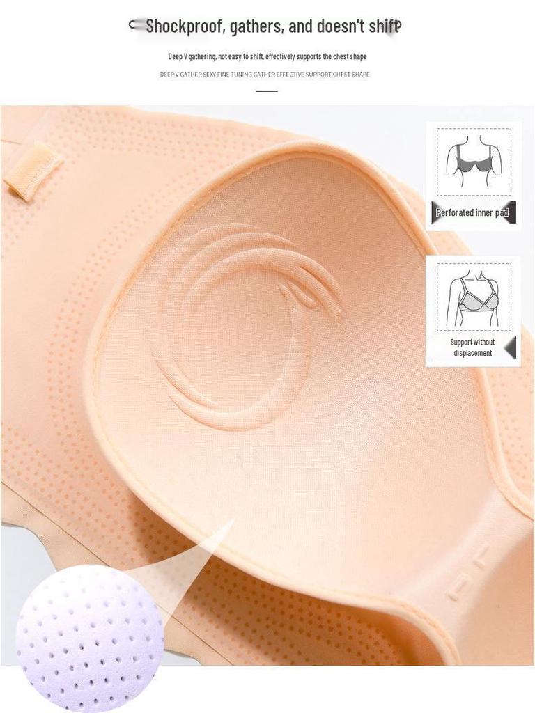 Plus Size Strapless Push-Up Anti-Slip Bra - Large Cup, Thin Style, Invisible Adhesive, Women's Bandeau.
