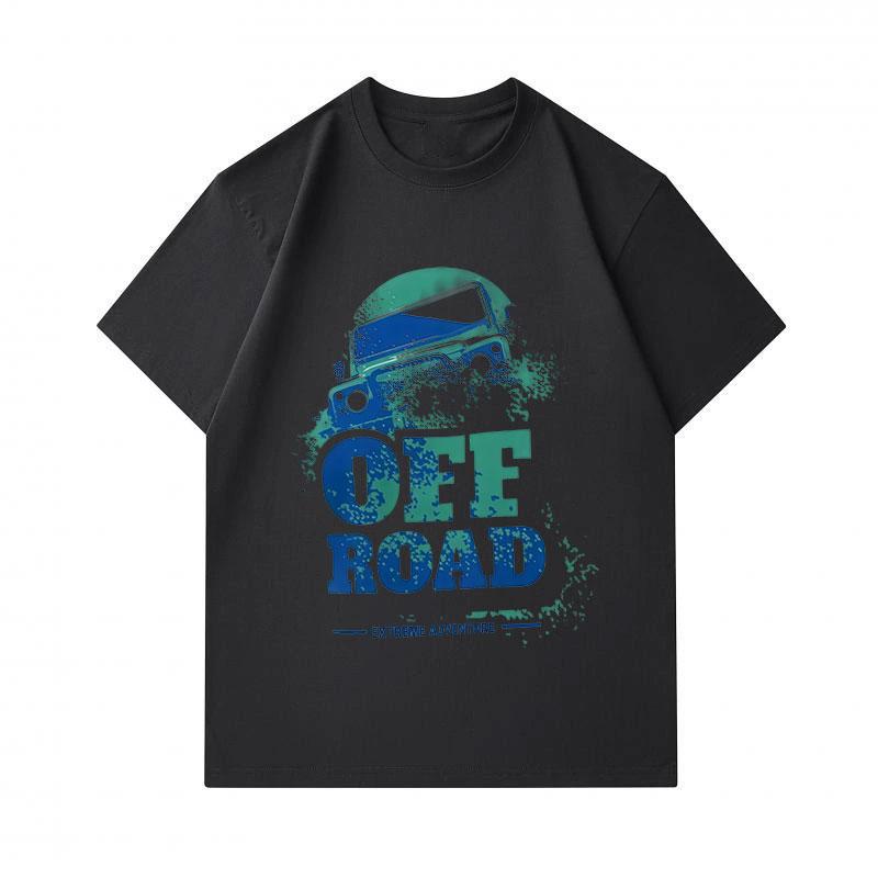 Men's 100% Cotton Crew Neck Short Sleeve T-Shirt, Off Road Extreme Adventure Offroad Vehicle Print Casual Comfortable Breathable Tee for Outdoor Enthu