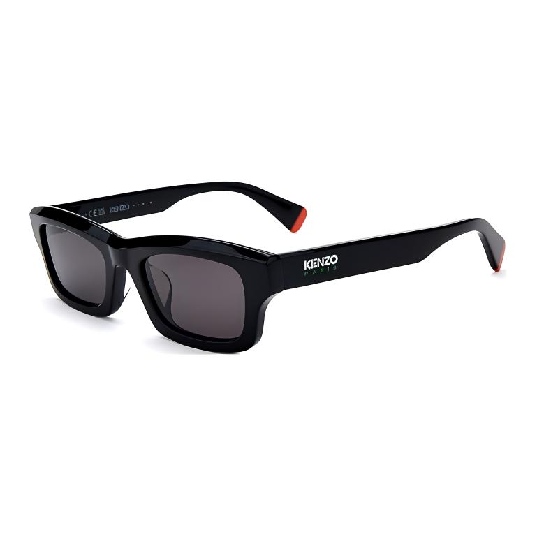 Kenzo Logo Square Sunglasses Unisex sunglasses Black KZ40164U5001A White Eyeglass Pouch,50,Black