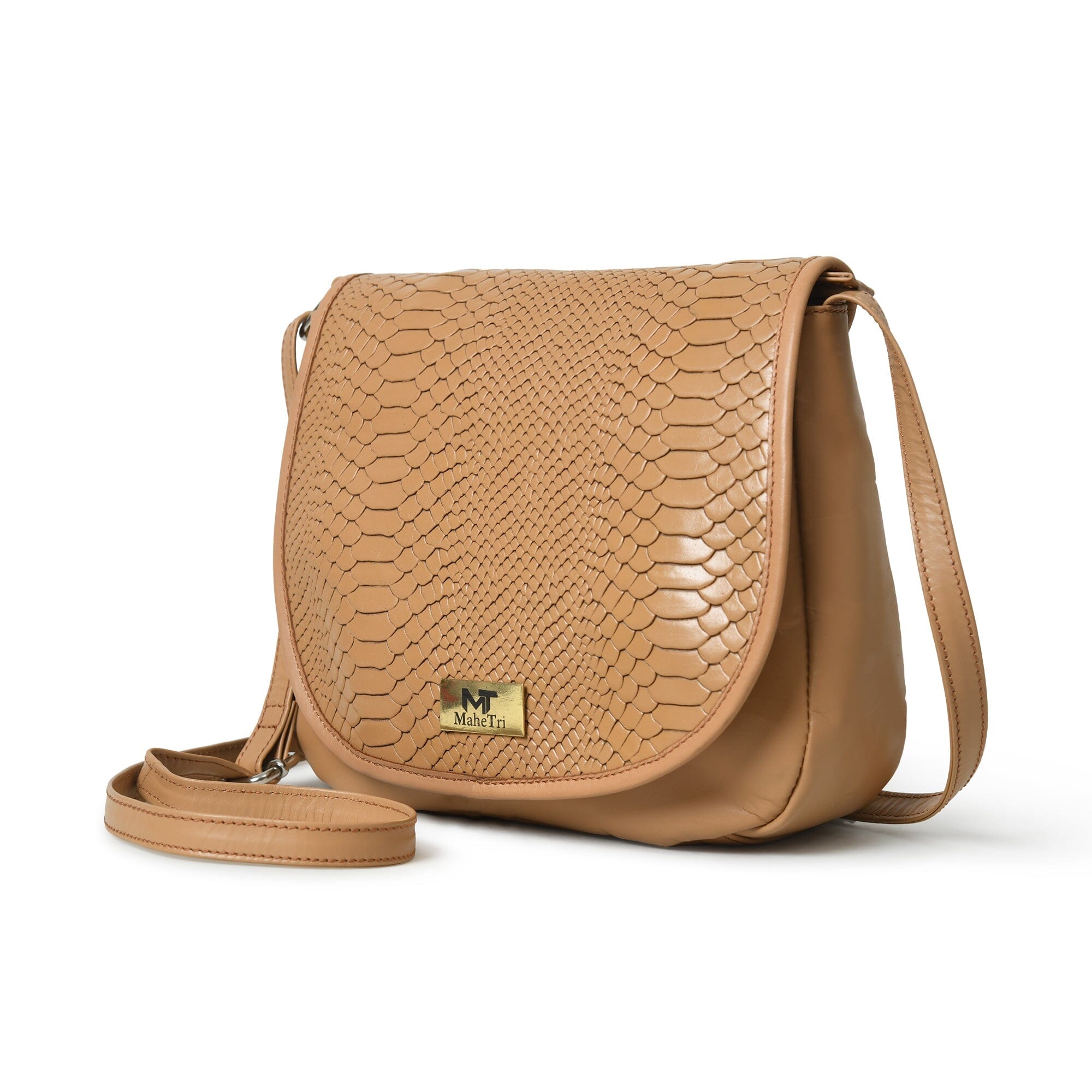 

MaheTri Croco Satchel- Beige Crossbody Sling Leather Bag For Girls & Womens For Everyday use 10 Inch бежевый