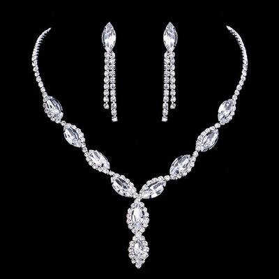 3 Pezzi Serie Catena Artiglio Donna Stagione Matrimonio Orecchini Cristallo Collana Set Zirconi Festa Banchetto Regalo Vacanza-8177