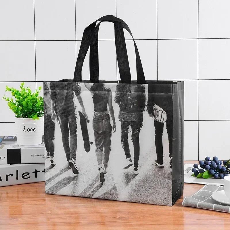 10pcs Coated Non-woven Fabric Bag Clothing Nonwovens Pack Handbag Environmentally Friendly Gift Shopping Packaging Pouch