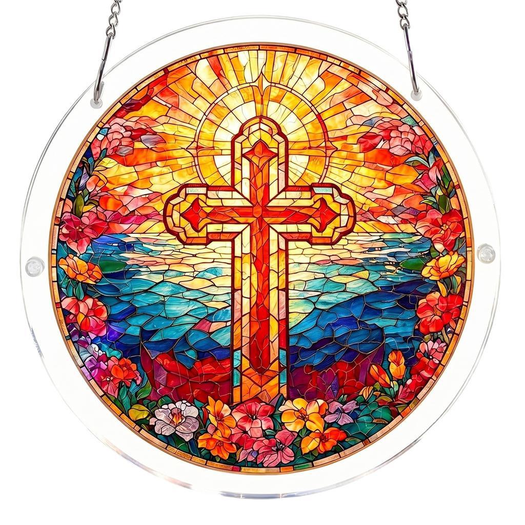 Acrylic Puzzles Curtain Decoration DIY Suncatcher Puzzle Kits with Chain 7.36 Inch for Women Men Mom Birthday Gift Home Decor