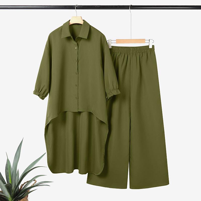 ZANZEA Women Long Sleeve Long Blouse and Pants Casual Two Piece Suit Sets