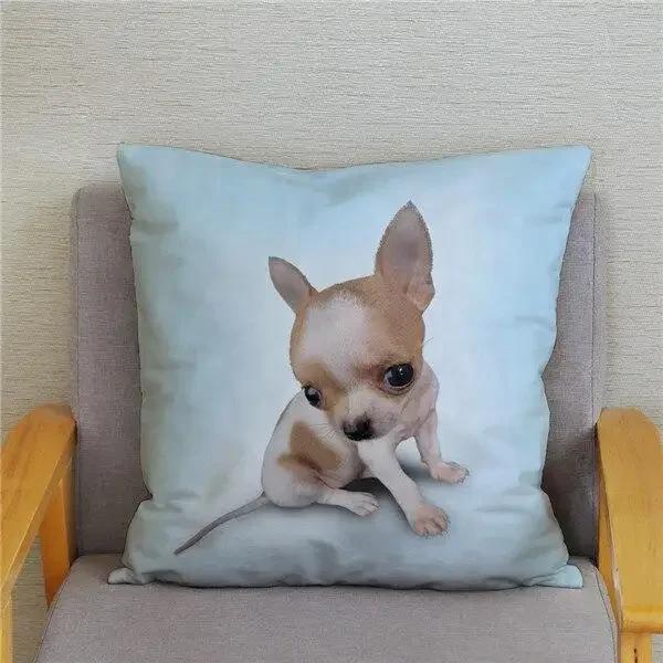 Cute Mini Chihuahua Dog Printed Cushion Cover Pillow Case Hugging Pillow Case Sofa Home Decor Pillow Case