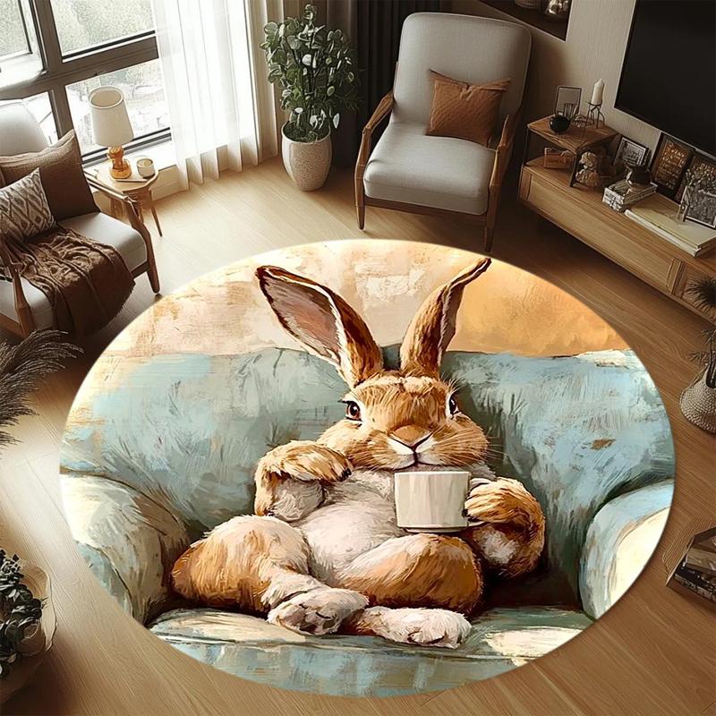 

2D Cute Rabbit Area Rug Sheep Lamb Pattern Carpet for Living Room Decor Non Slip Floor Mat Carpets for Bed Room Bedroom Decor 80cm x 80cm