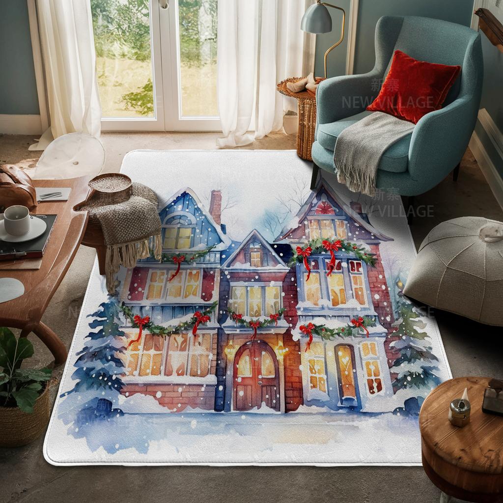 House Entrance Carpet Home Door Mat Living Room Bath Foot Bathroom Non-slip Water Absorption Rugs Bath Merry Christmas Winter