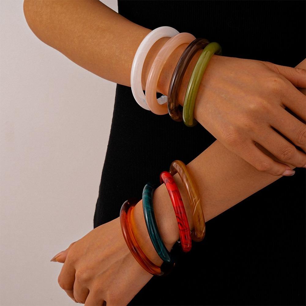 Circular Geometric Opening Bracelet Europe American Style Retro Hand Ring Resin Bangle  Decoration