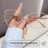 Fashion Cat Eye Metal Eyeglasses Female Male Anti- Blue-Ray Spectacles Big Frames PC Office Goggles Optical Grade Eyeglasses