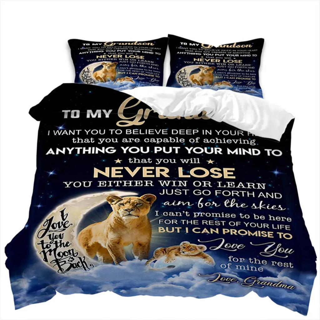 Letter Duvet Cover Abstract Word Print Wild Animal Theme The Meaningful Gift For Family And Friend Bedroom Decoration Queen Size