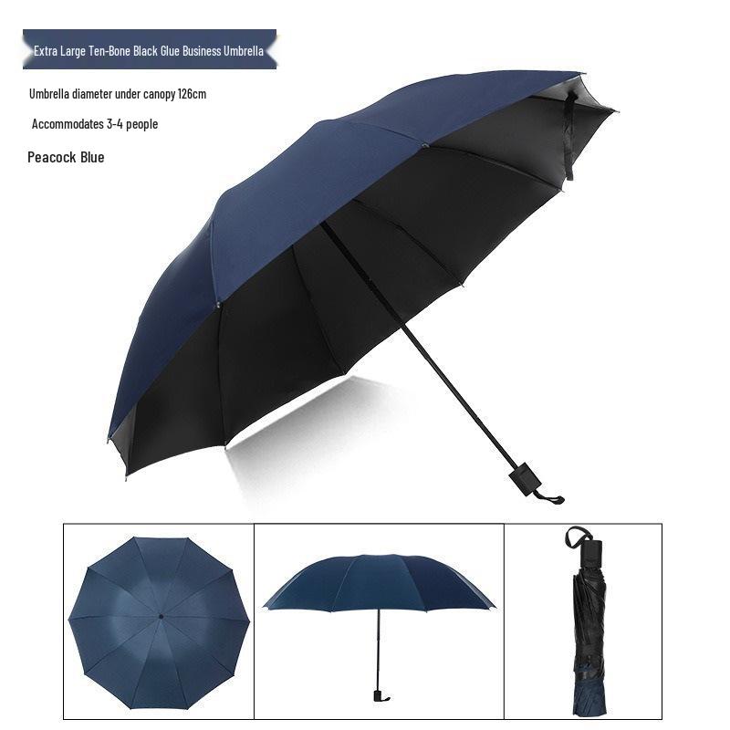 Dual-Use Extra Large Folding Umbrella - 12 Ribs for Sun and Rain Protection