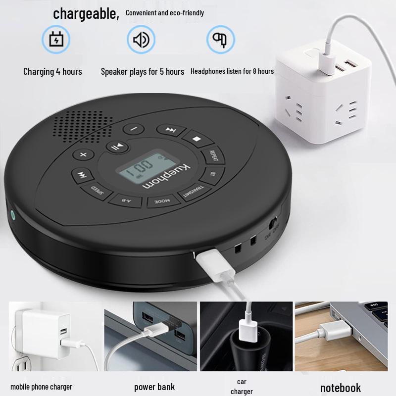 Portable Bluetooth CD/MP3 Player with USB Support for English Learning and Music Playback