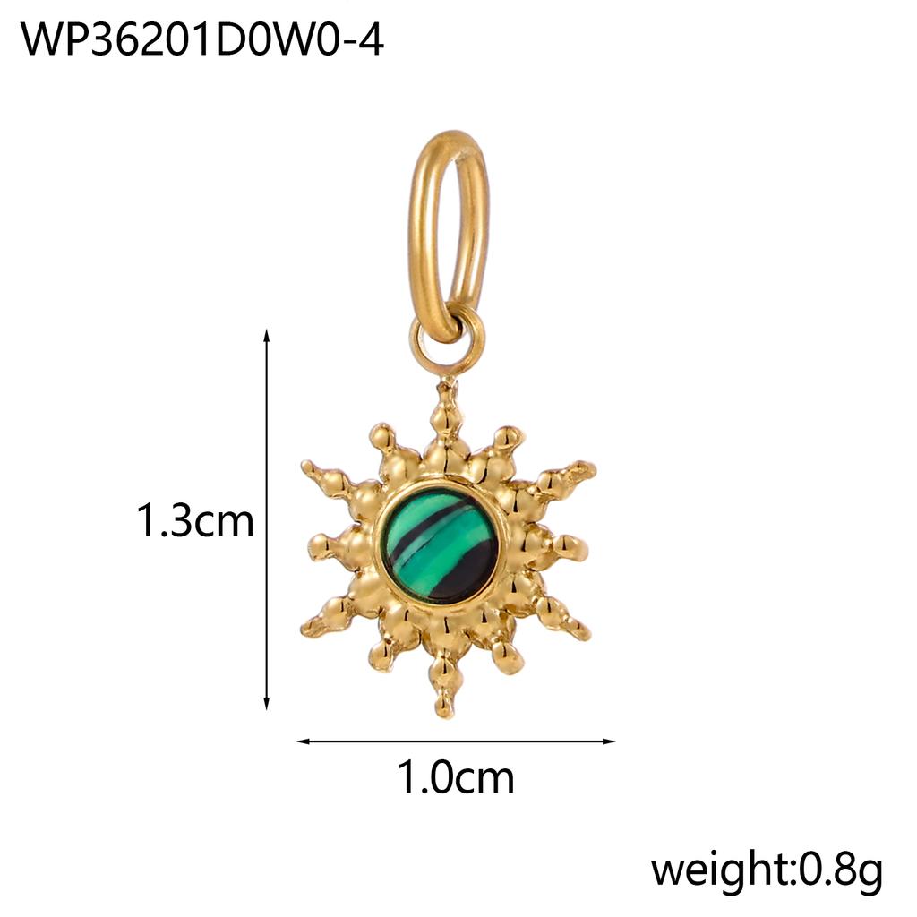 CARLIDANA Ins Style French Vintage Gold Color Sun Charms With Natural Stone Star Shine Stainless Steel DIY Fashion Jewelry