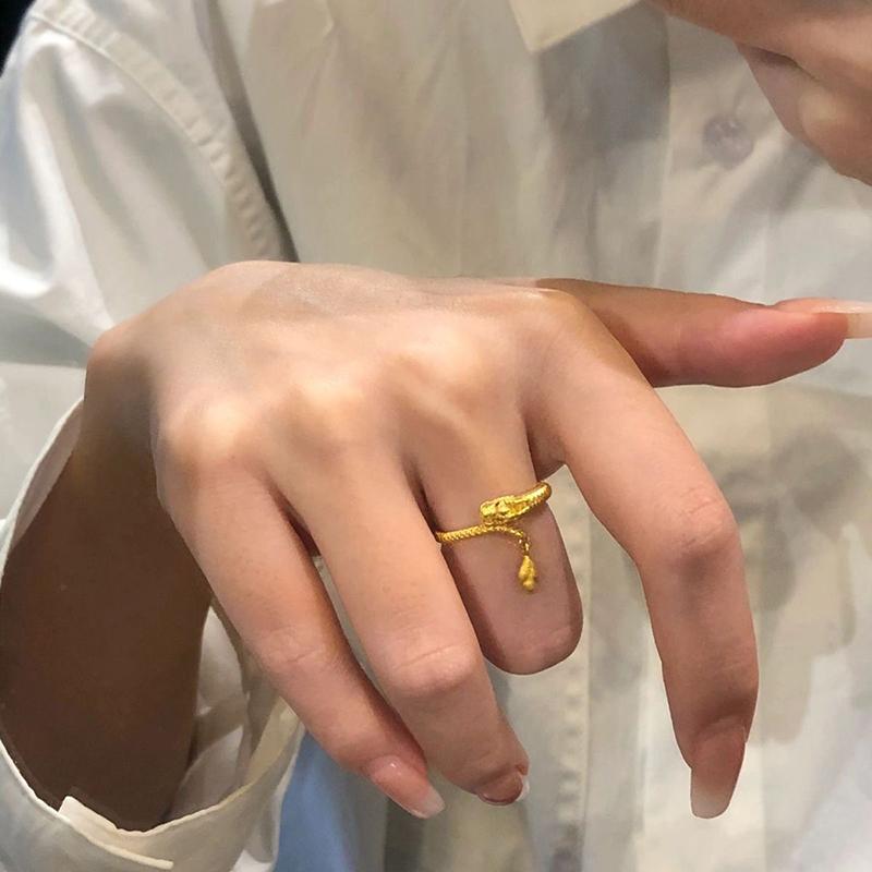 New Waterproof Cool Trendy Gold Plated Copper Dragon Adjustable Tail Ring Unisex Fashion Jewelry Newyear Gifts For Women Men