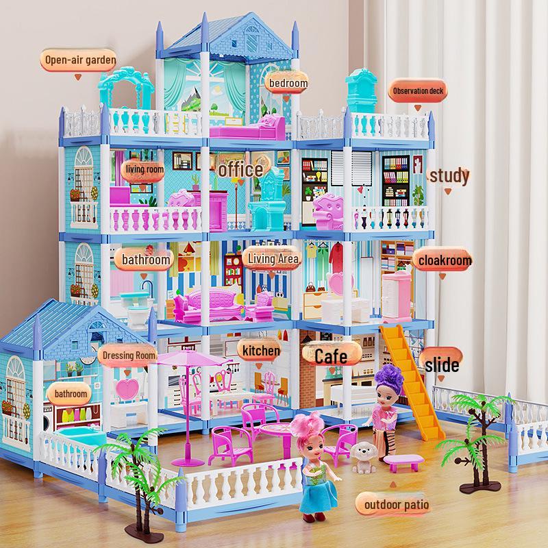 Luksuriøst DIY Prinsesseslott Lekehus - Pedagogisk Dukkehus Lekegave til Barn