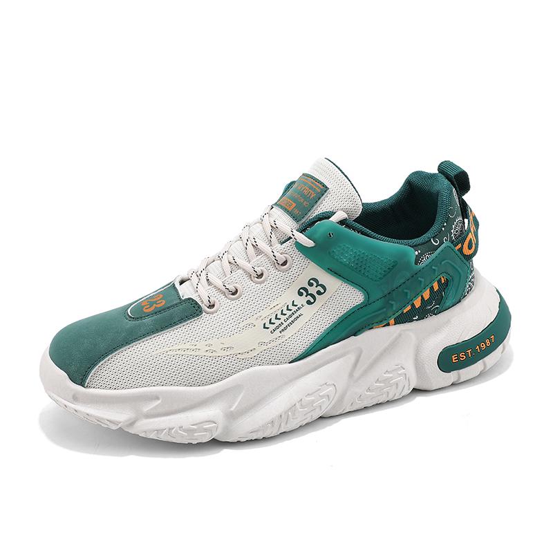 

Весенняя мужская обувь 2024 года, новая толстая подошва для студентов, спорта и отдыха, бег, нейтральный цвет, маленький белый папа, универсальная модная обувь 44 зелёный