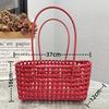 Korean Style Ins Hollow Out Woven Basket Bag Candy Color Beach Bag Handmade Straw Rattan Shoulder Handbag for Women Travel