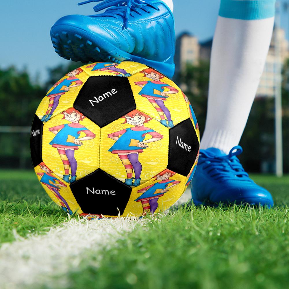 Custom Name Pippi Longstocking Theme Size 5 Soccer Ball, Suitable for Both Indoor and Outdoor Matches, a Gift Suitable for Everyone.
