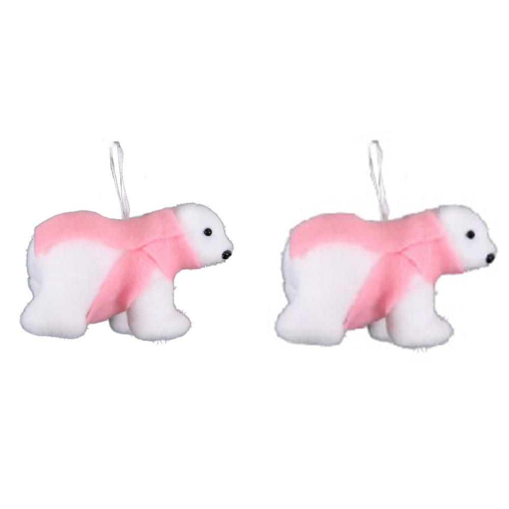 2Pcs 3D White Bear Ornaments Cute Simulated Polar Bear Funny Christmas Bear Pendant  Outdoor