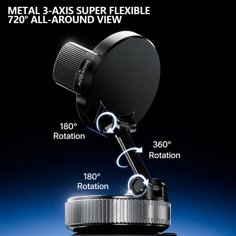 Magnetic Phone Holder Car Mount Telescopic Clip 360° Rotation Vacuum Suction Cup Strong Magnet Foldable for iPhone17 16 15Promax 6