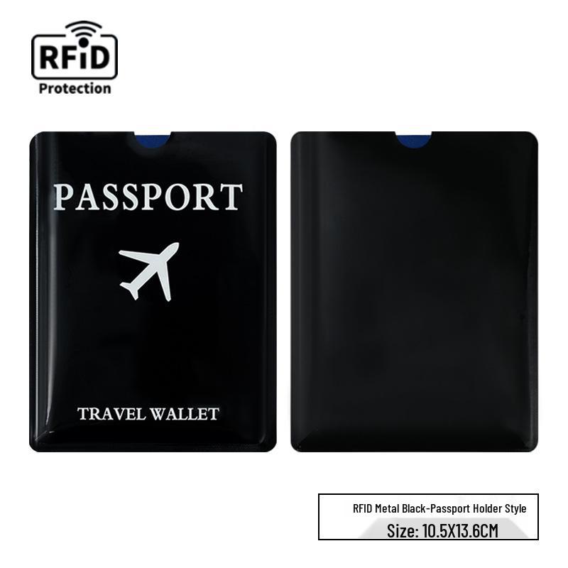 Cross-Border Anti-Theft RFID Blocking Passport Holder - Magnetic Protection, Gold/Silver/Black Map Design