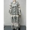 Women S Bohemian Printed Maxi Dress Plus Size Elegant Long Sleeve