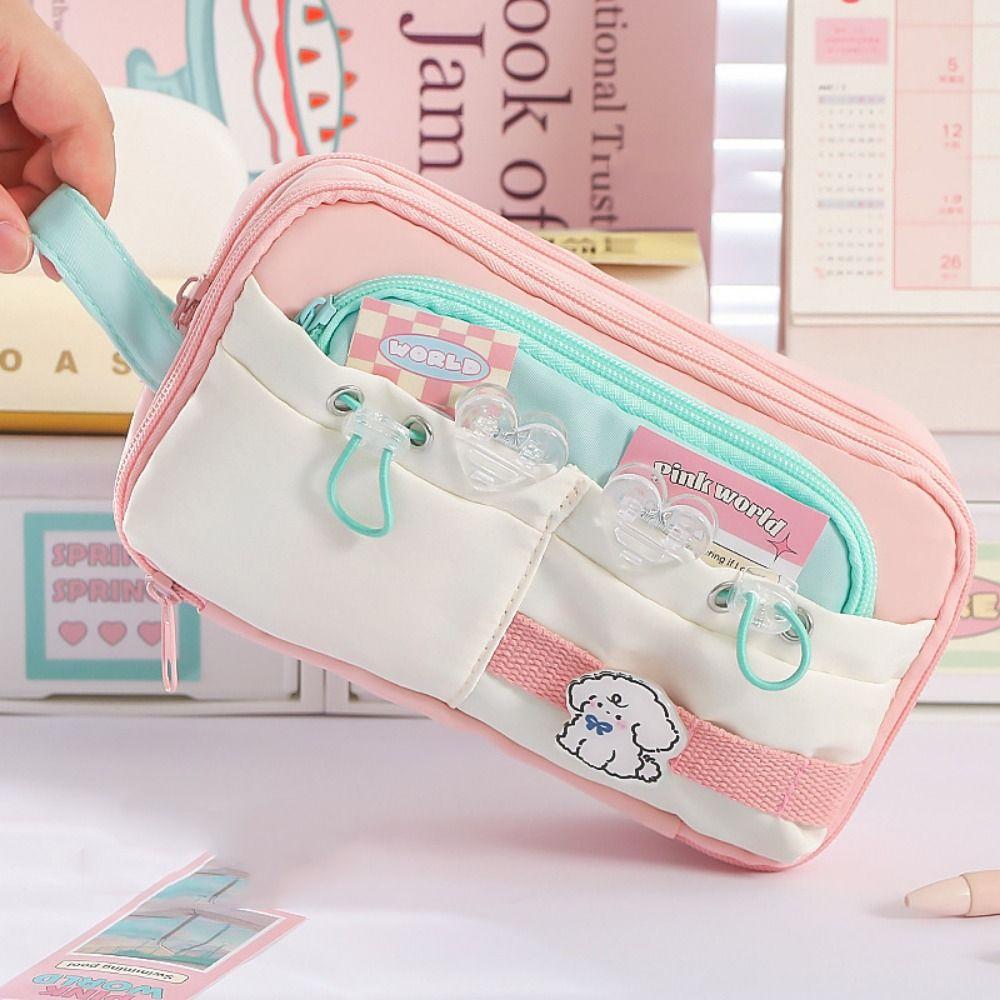 Large Capacity Cute Pencil Pouch Multi-layer Gel Pen Organizer Student Pencil Case Stationery