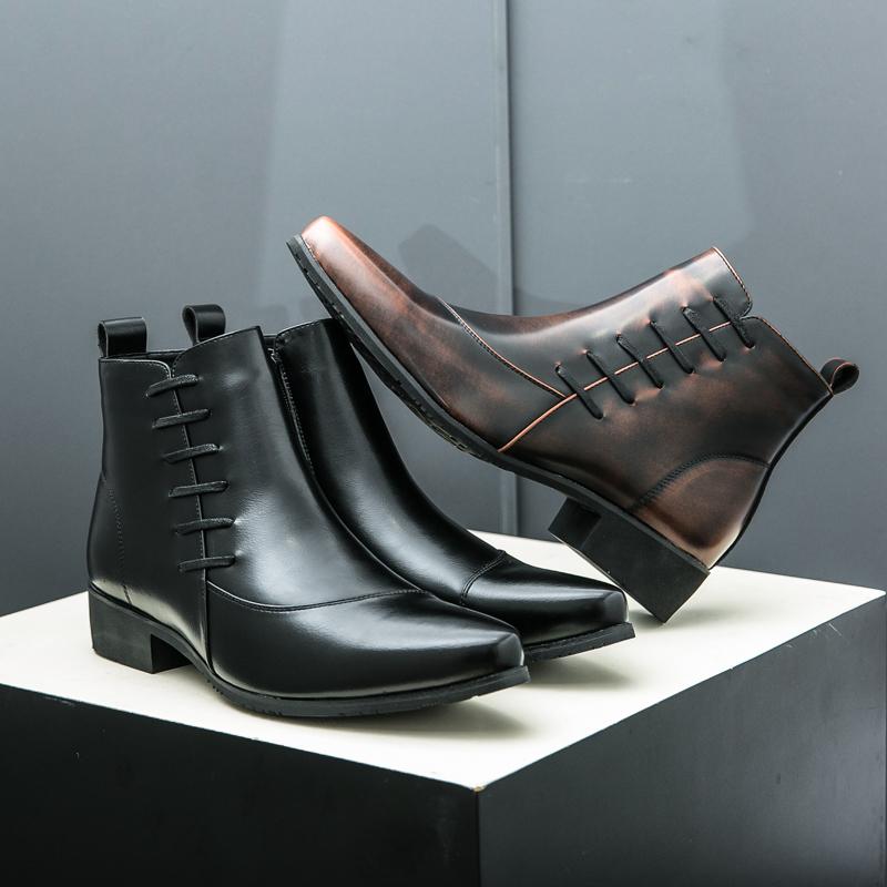 Knight Men's Boots designer casual style Outdoor Trendy Streets plus size Suit shoes Leisure Business Black versatile