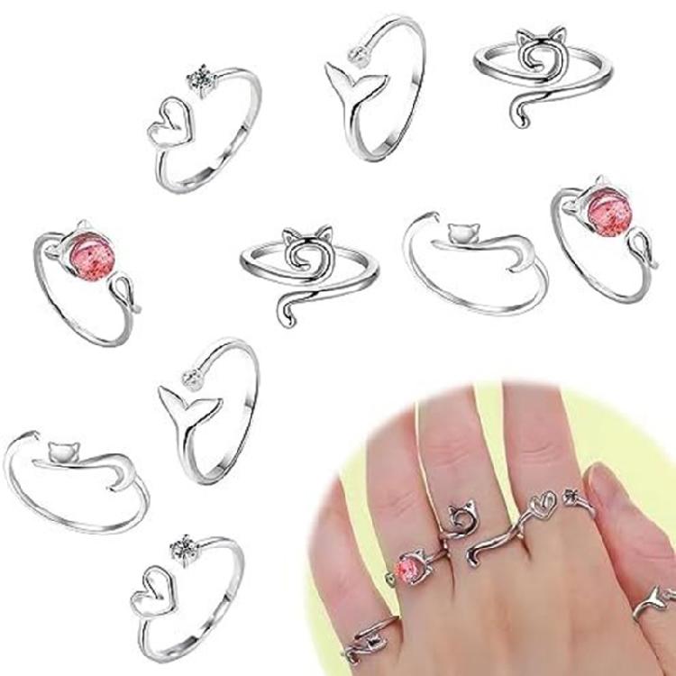 10pcs Crochet Rings Alloy Crochet Tension Rings Accessories for Knitting Lovers