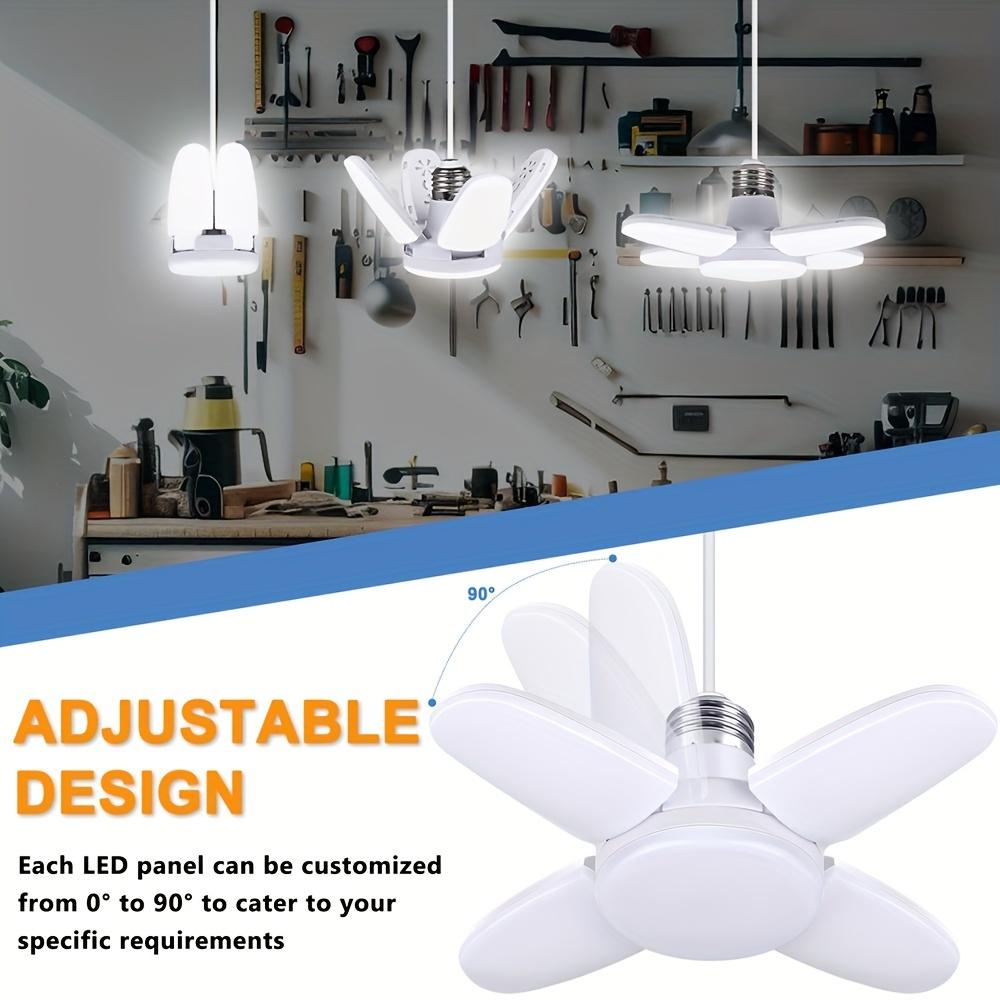 1/2 adet Mini Fan Kanatlı LED Ampuller, 38W LED Garaj Işığı Yüksek Lümenli Ampuller, Ayarlanabilir Panelli Tavan LED Işıkları, LED Mağaza Işıkları, Garaj, Ahır İçin