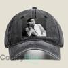 Monochrome Stylized Portrait Graphic Unisex Washed Baseball Cap Distressed Denim Hats Classic Outdoor Run