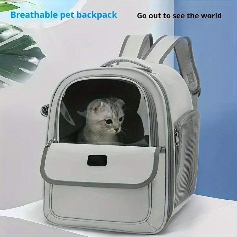 Large Transparent Cat Backpack Carrier - Breathable Pet Travel Bag with Side Door, Airline Approved PVC Pet Carrier