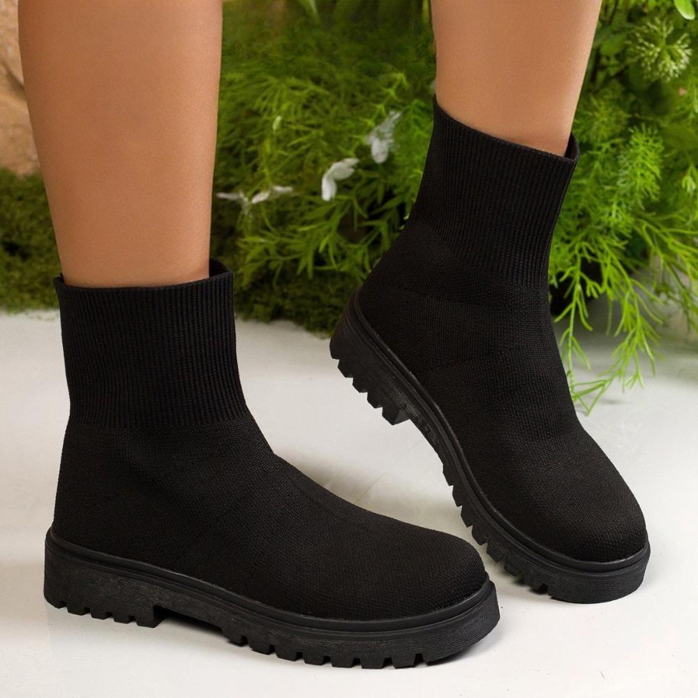 2025 European & American Autumn-Winter New Women's Slip-On Mid-Heel Ankle Boots
