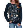 Women's Fashion Casual Long Sleeve Christmas Printed  Neck Sweatshirt Top